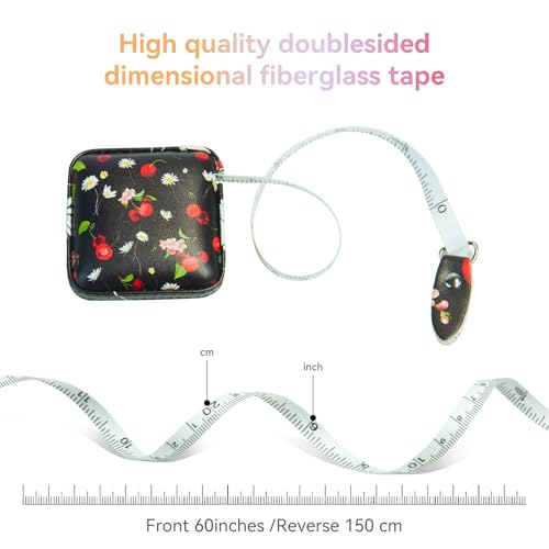 Mini Retractable Soft Tape Measure for Sewing, Fabric, Body Measurements - color: peony+Cherry