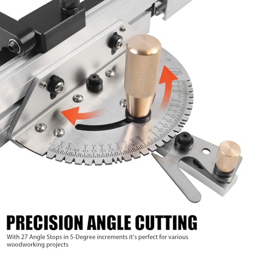 Precision Miter Gauge for Maximum Stock Support and Repetitive Cut Flip Stop - color: Miter Gauge - Sliver