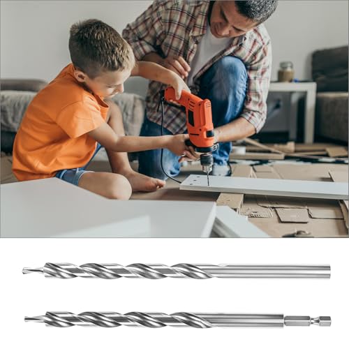 QWORK 4 Pieces 3/8 Inch Pocket Hole Drill Bit Set, 1/4 Hex & Round Shank with Depth Stop Collar for Manual Pocket Hole Guide Jig Master System