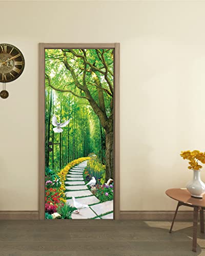 FLFK Door Mural Sticker - Scenic,Peel and Stick,Combined Size 32"x80",Split into 2 Pieces - color: Mt3270, size: 32"x80"