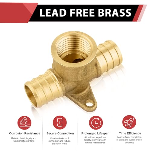 (Pack of 2) EFIELD 1/2" Pex x 1/2" Pex x 1/2" Female NPT Drop-ear Tee