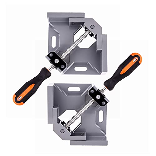 2pcs Corner Clamp - Right Angle 90 Degree Wood Clamps For Woodworking, With Adjustable Swing Jaw Aluminum Alloy Frame, For Welding, DIY Woodworking - style: 2pcs