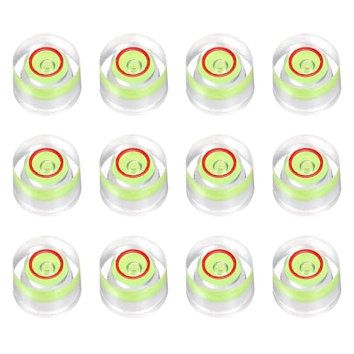 HARFINGTON 12pcs Circular Bubble Spirit Level 8x5.5mm Mini Round Bubble Spirit Level Little Measuring Layout Tools for TV Industrial Carpentry Picture Frame, Green/Red - color: Green/Red, size: 8x5.5mm