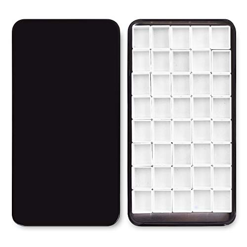 qianshan 40Pcs Empty Half Pans Watercolor Tin Palette with Magnetic Stripe - color: Black