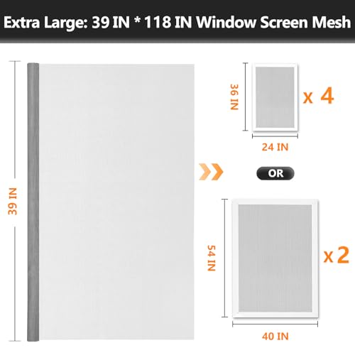 Secopad Window Screen and Screen Door Mesh Repair Kit, Grey, 39in x 118in - color: Gray, size: 39in x 118in