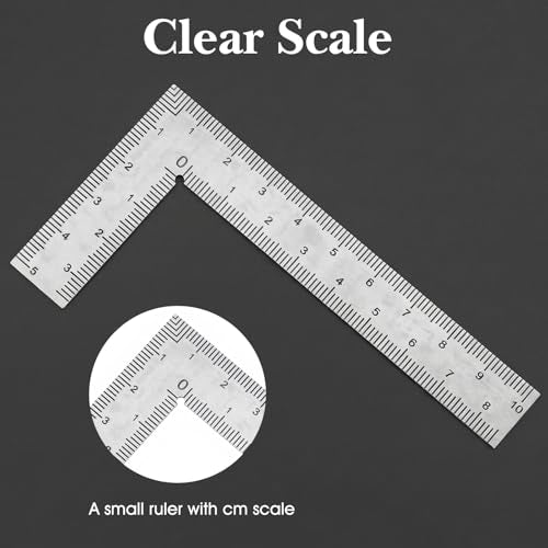 2×4 Inch Carpenter Square Tool Flat, Ymapinc Small Framing Square for Woodworking, Stainless Steel Metal L Ruler for Engineer, Carpenter Tools