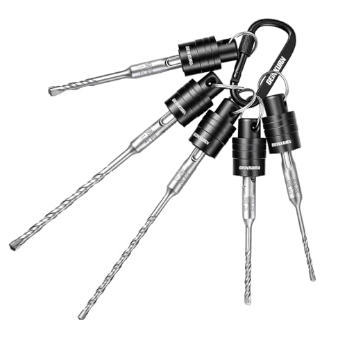 Geinxurn 10Pcs SDS Shank Bit Holder Keychain Set, Heavy Duty Quick Release Drill Bit Storage Organizer with SDS Plus Rotary Hammer Drill Bits Set for Electricians, Construction Worker - size: SDS010-US