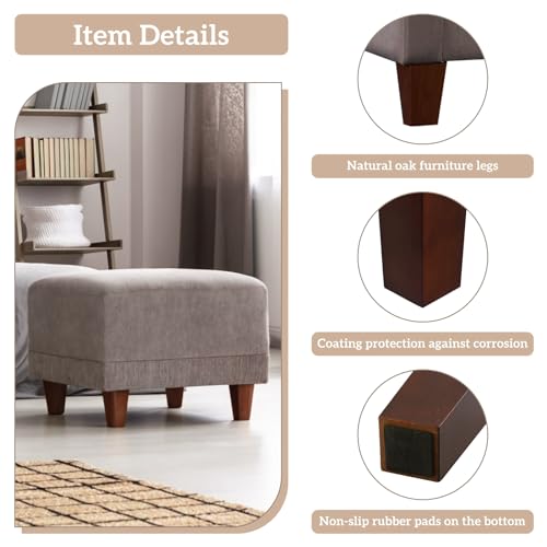 6 Inch Wooden Sofa Legs Set of 4, Brown Square Wood Furniture Feet Couch Legs, Mid Century Modern Dresser Replacement Feet for Chair Cabinet Armchair Recliner Table Or Home DIY Projects Bun Feet - size: 6 Inch