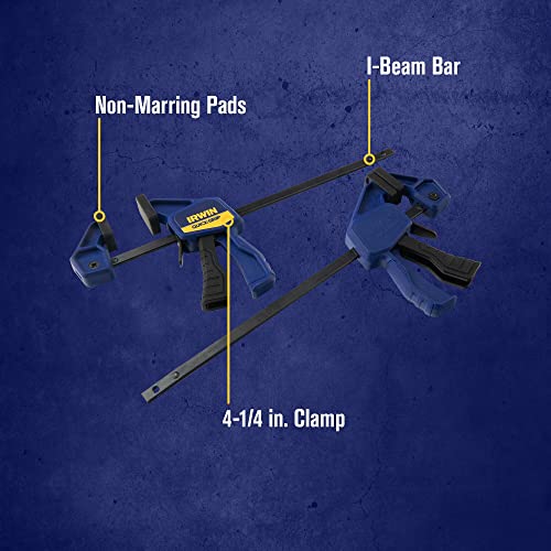 IRWIN QUICK-GRIP Bar Clamps for Woodworking, One-Handed, Micro, 4-1/4", 10 Pack (1964747) - size: 2 count (Pack of 5)