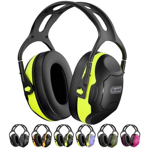 Dr.meter Noise Reduction Ear Muffs, SNR34dB Ear Protection Headphones - color: Black Green