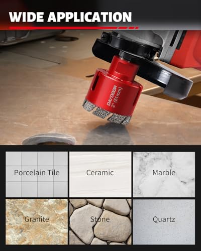 DAYDOOR Diamond Hole Saw Kit, 15-Piece Tile Hole Saw Kit Vacuum Brazed(Red) - color: Red, size: 1/4",5/16",4/5",1",1-3/8",2",3",4"