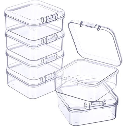 Jetec 6 Pieces Small Clear Plastic Storage Box, 1.7 x 1.7 x 0.8 Inch - size: 1.7 x 1.7 x 0.8 Inch