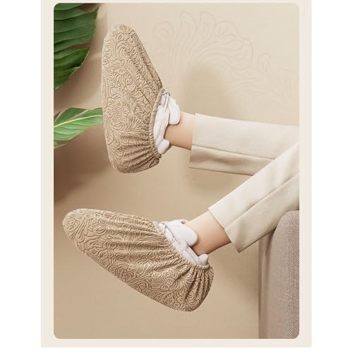 Non Woven Disposable Non Slip Shoe Covers 50Pcs (25 Pairs)(Brown) - color: Brown