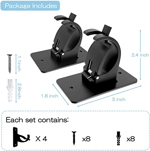 CIEMGNZOC 4 PCS Curtain Rod Bracket Holder, Universal Self Adhesive Wall Mount fits Support Curtain 0.6'' to 1.5'' Curtain Rod, Curtain Rod Hooks for Bathroom Kitchen(Curtain Rod Not Included)(Black) - color: 4 Pcs Black
