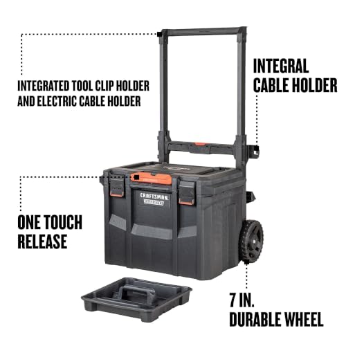 CRAFTSMAN VERSASTACK XL Tool Box with Wheels, Waterproof, Stackable System, Portable Rolling Storage for Indoor/Outdoor Use, 22.5 Inch (CMST21445)