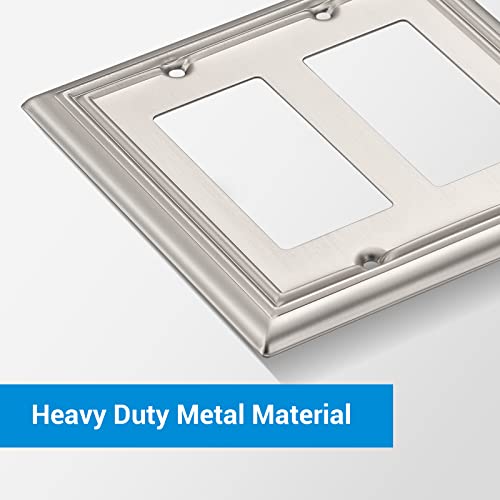 DEWENWILS Double Decorator Wall Plates, Brushed Nickel Outlet Covers - color: Brushed Nickel, size: 2 Decorator 2PK