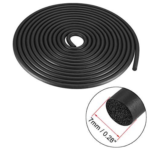 uxcell Foam Rubber Seal Weather Strip 7mm Diameter 5 Meters Long Black - size: 7mm x5m