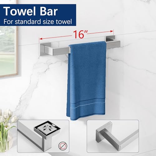 Gypie 16Inch Bathroom Accessory Set Wall Mounted, Brushed Nickel 5-Pieces - color: Brushed Nickel 5 Piece, size: 16 Inch