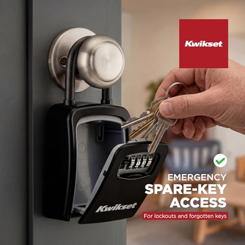 Kwikset Portable Key Storage Lock Box, Combination, 3-1/2 in, 1-Pack, Black