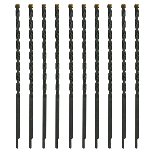 5/32 Inch x 5-1/2 Inch Masonry Drill Bit, 10-Pack Concrete Drill Bit, Carbide Tipped for Concrete, Brick, Stone, Half Flat Shank, Impact Performance (5/32" x 5.5", 10) - size: 5/32" x 5-1/2"