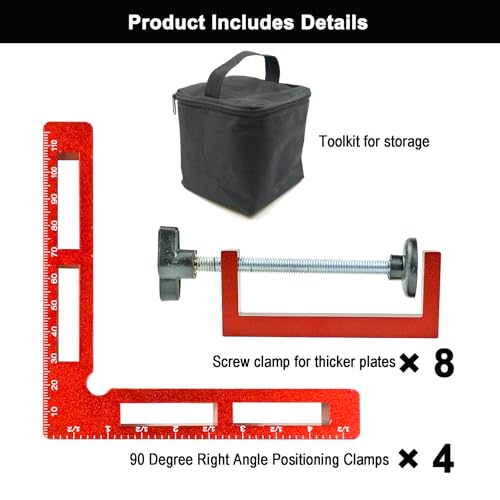 90 Degree Positioning Squares Right Angle Clamps for Woodworking - 4 Pack 5.5"Aluminum Alloy Woodworking Corner Clamps, for Picture Frame, Cabinet, Boxes, Drawers (4Pack 5.5'')