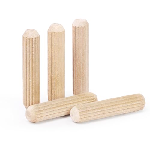 5/16" x 1-1/2" Wooden Dowel Pins, FoDau770 Fluted Wood Dowel Rods, Natural Beech Wood Dowel Pegs for Crafts, Woodworking, DIY Furniture - 200 Pieces - size: 5/16" x 1-1/2"