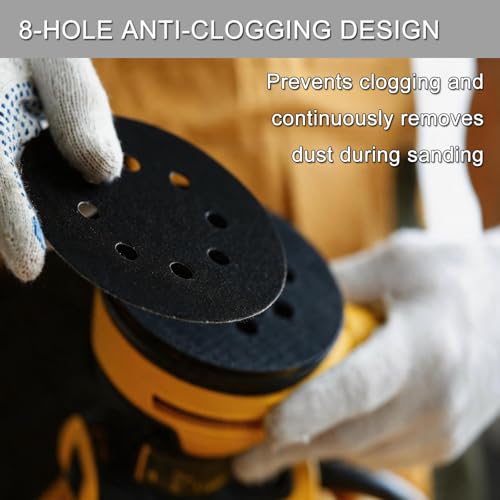 100Pcs 5 Inch Sanding Discs Hook & Loop 8-Hole Wet Dry Sandpaper 220 Grit - style: 100Pcs 220 Grit