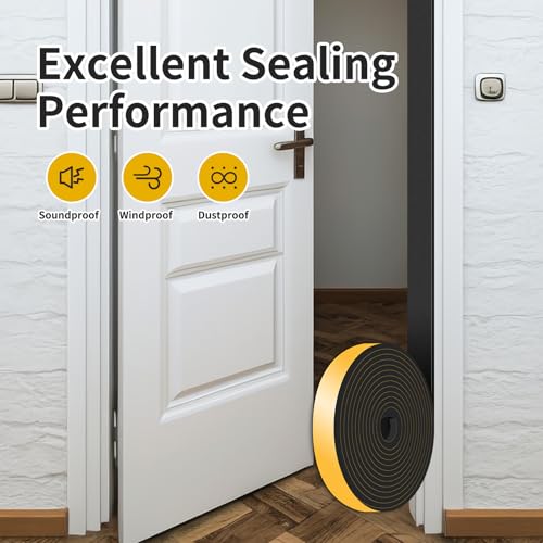 Foam Weather Stripping Tape,High Density CR,1 in x 1/4 in x 13Ft - color: Black, size: 1 in x 1/4 in x 13 ft