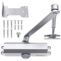 Commercial Grade Hydraulic Door Closer Large Size, Heavy Duty No Slam with Hold Open, Silver - size: Large, style: Silver