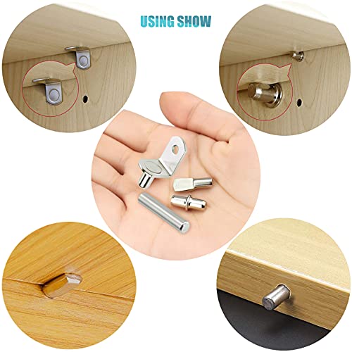 104Pcs Shelf Pins Kit,4 Styles Nickel Plated Shelf Support Pegs,Bookshelf Pegs for Shelves,Cabinet Shelf Bracket Pegs Shelf Pins Holders for Kitchen Furniture & Closet ( 5mm & 1/4inch ) - style: 4 Style-Silver-104 Pcs