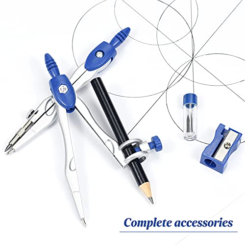 Unjoo Geometry Set 10 Pcs, Compass and Protractor for Students(Navy Blue) - color: Navy Blue