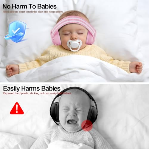 Floriogra Baby Headphones for Noise - Baby Ear Protection for Babies and Toddlers up to 36 Months - Babies Noise Cancelling Headphones - Infant Ear Protection Earmuffs Against Hearing Damage - color: Pink