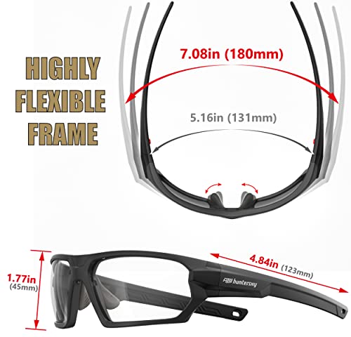 HTS HUNTERSKY Ballistic Tactical ANSI Z87.1+ Impact Protection Anti Fog Shooting Glasses Military Grade Airsoft Range - color: S Black Clear