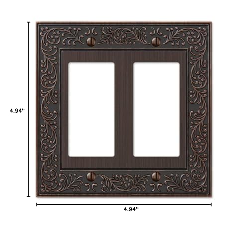 Amerelle 43RRVB English Garden Wallplate, 2 Rocker, Cast Metal, Aged Bronze, 1-Pack - color: Aged Bronze, size: 2 Rocker