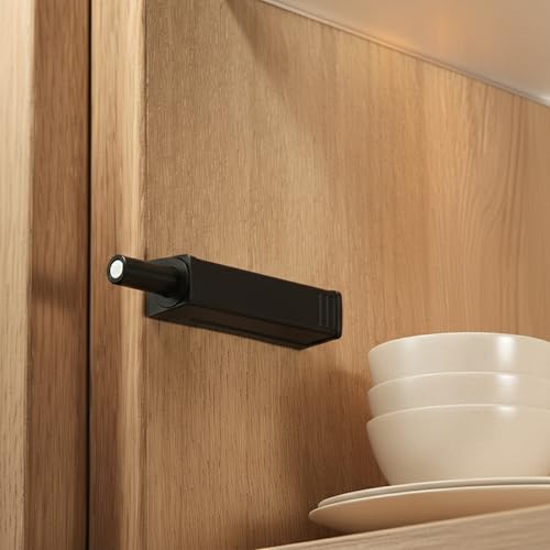 Black Push-to-Open Style Touch Latch — Screw-Mount for Self-Closing Hinges, Cabinet Doors, Soft Close Magnetic Latches, On Cabinets Hardware (Replace for Blum Tip Systems)