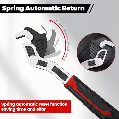 2 Pack 8" & 12" Self-Adjusting Pipe Wrench Set - color: 8”+12”