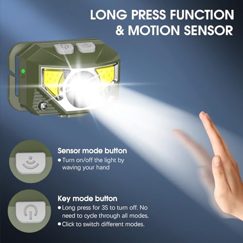 LHKNL Headlamp Flashlight, Lumen Bright Head Lamps LED Rechargeable-Green - color: Green, size: 2 Packs