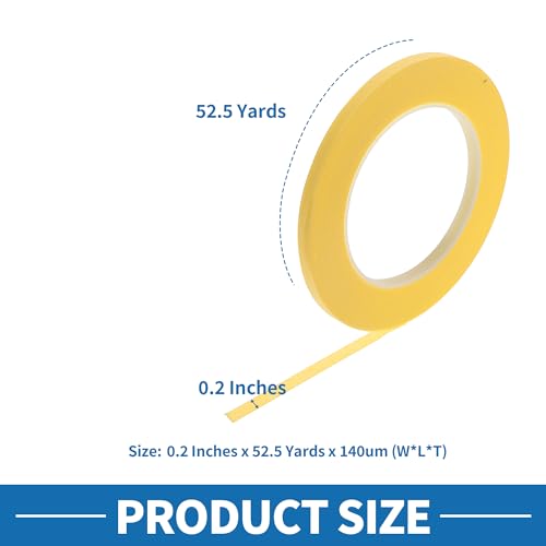 Painters Tape Easy Removal 0.2 Inches x 52.5 Yards Masking Master Tape Yellow - color: Yellow, size: 0.2 Inches x 52.5 Yards