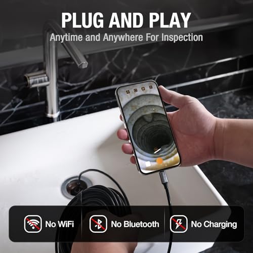 Teslong 50FT USB C Borescope Camera with Light for iPhone 15/16/17 Android