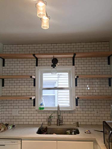 Shelf Brackets 8 Inch Lip Brackets for Shelves, Industrial Forged Raw Metal/Steel Floating Shelf Bracket, Handcrafted Forged Heavy Duty Rustic Metal Black Shelf Brackets 6 Pack（7.25''） - size: 7.25 inch