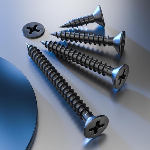 Wensilon # 6X1 (340PCS) Flat Head Black Wood Screw 3.5X25, Quick Metal self Tapping Flat Head - color: Black, size: #6x1"