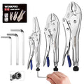 WORKPRO 3PCS Locking Pliers with Hex Key, Long Nose Curved Jaws Vice Grips