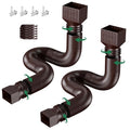 2 Pack Rain Gutter Downspout Extensions, Upgraded Flexible Drain Down Spout Extender for Rain Water Drainage, Each Extendable from 20" to 66", Combine to 10 ft with Connector(Brown) - color: 2 Pack Brown