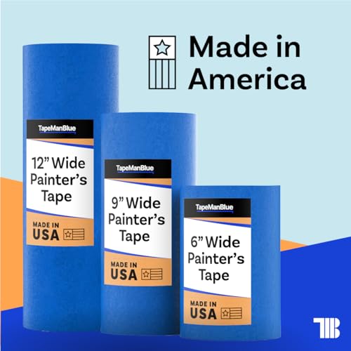 TapeManBlue Wide Painters Tape 6 inch x 60 yds, Made in USA, Extra Wide Masking Tape for Laser Cutting, 3D Printing, and Painting, Removes Cleanly with No Residue - size: 6 inch x 60 yards
