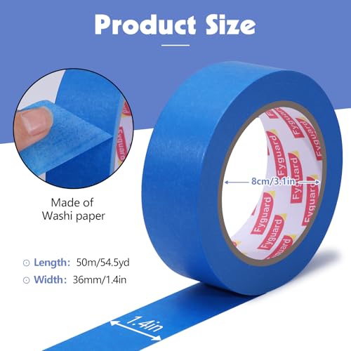 10Rolls Blue Painters Tape 1.5In×55Yd Wide Blue Masking Tape for Painting - size: 10rolls/1.5in（S)