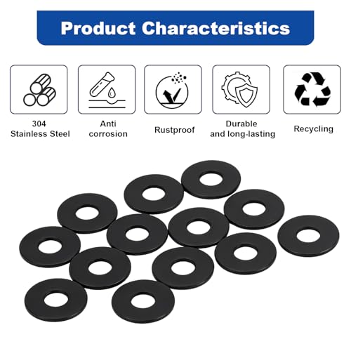 ZQZ 1/4 x 7/10 Stainless Steel Flat Washers, 55PCS Fender Washer 7/10" OD - size: B-1/4" x 7/10"-138 Pieces