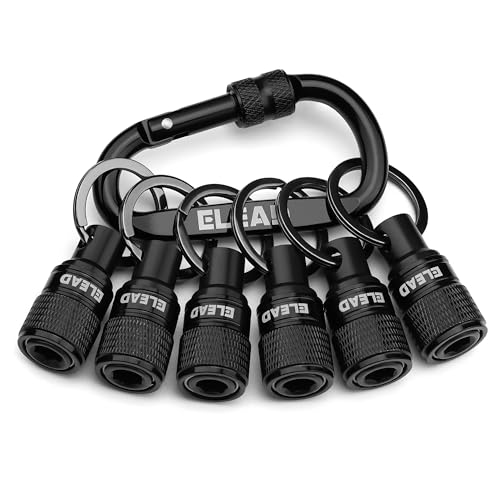 6-Piece Bit Holder Key Chain, 1/4 inch Black Hex Shank Bit Holders, Quick Release Design with Keychain Carabiner for Nut Driver, Screwdriver & Drill Bits, Tools Gifts for Men - style: 6 Bit Holder Key Chain Black