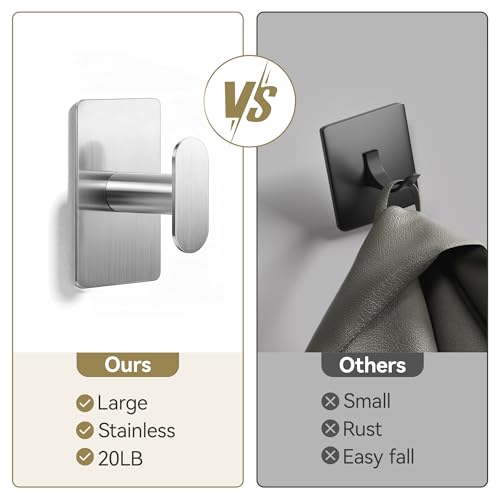 pickpiff Adhesive Towel Hooks: 20LB Extra Strong Wall Hanger, Silver 2 Pack - color: Silver, size: 2 Pack