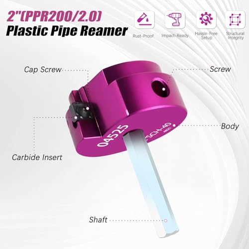 PVC Pipe Reamer Kit 1 PCS 2"(PPR200) for SCH 40 PVC CPVC ABS - size: 2 Inch