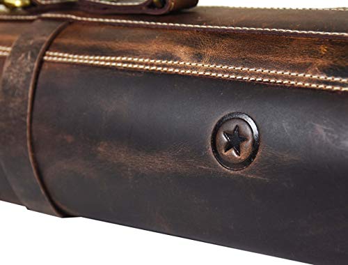 Leather Knife Roll Storage Bag, Elastic and Expandable 10 Pockets, Adjustable/Detachable Shoulder Strap, Travel-Friendly Chef Knife Case (Dark Brown, Leather) - color: Dark Brown